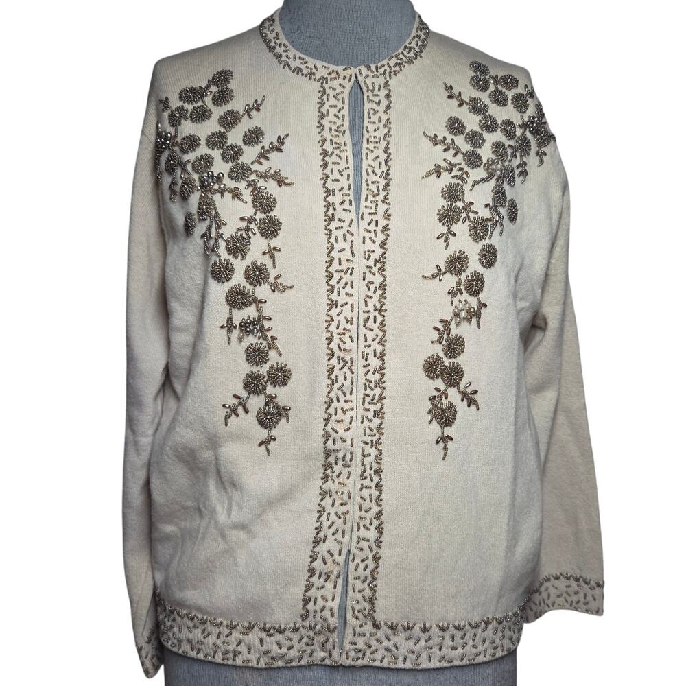 Vintage Beaded Embellished Cardigan Sweater Size Medium